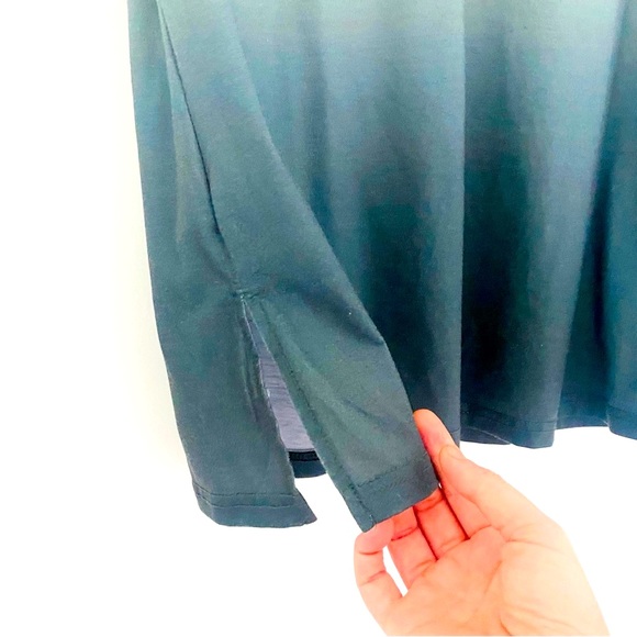 💕Ombre Mint GreenShort Sleeves V-Neck Top SZ L - Picture 7 of 13